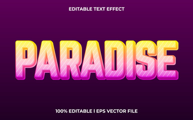 Fototapeta premium paradise editable text effect, lettering typography font style, trendy 3d text for tittle