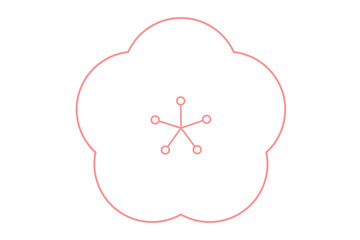 かわいい梅の花のイラスト　線画のみ　単品