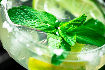 Margarita with mint and lime leaves. 