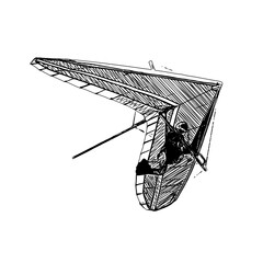 hang gliding black and white sketch with a transparent background