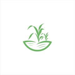Agriculture logo design, agronomy, wheat farm, rural country farming field, natural harvest vector.