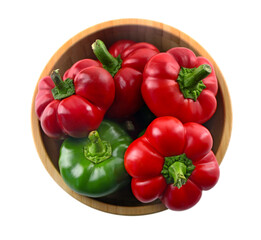 Bowl of fresh bell peppers isolated on white background