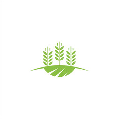 Agriculture logo design, agronomy, wheat farm, rural country farming field, natural harvest vector.