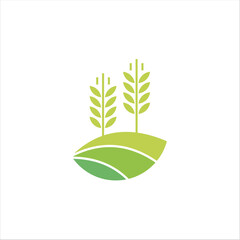 Agriculture logo design, agronomy, wheat farm, rural country farming field, natural harvest vector.