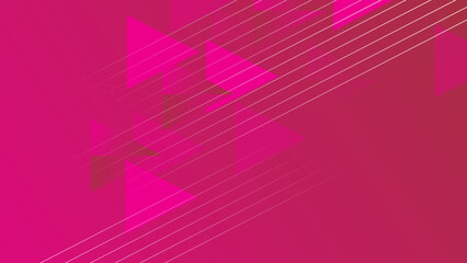 Vector illustration of abstract background with white lines and pink triangle geometric shapes.