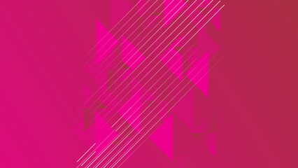 Fototapeta premium Vector illustration of abstract background with white lines and pink triangle geometric shapes.