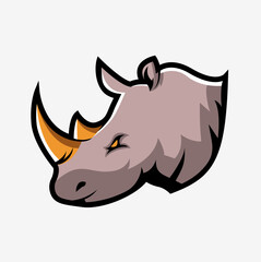 Rhino mascot vector illustration logo design template for sport or gaming club