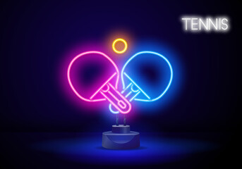 tennis racquet outline icon. Elements of Sport in neon style icons.