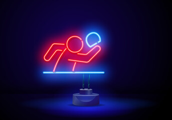 avatar table tennis line icon in blue neon style. Signs and symbols can be used for web logo mobile app UI UX