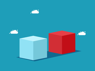 Different red and white cubes. Business differentiation concept. business concept vector