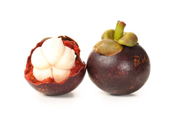 Mangosteen on white background