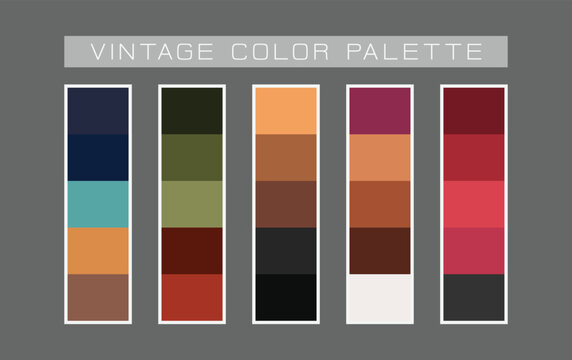 Fashion Trend Vintage Color guide palette 2024-25. An example of a color palette vector. Color palette for fashion designers, business, garments, and paints colors company purpose
