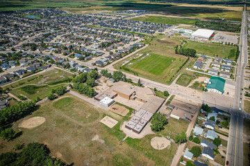 Aerial view of Warman in Central Saskatchewan, Canada