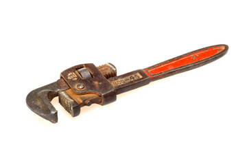 Pipe wrench on white background 