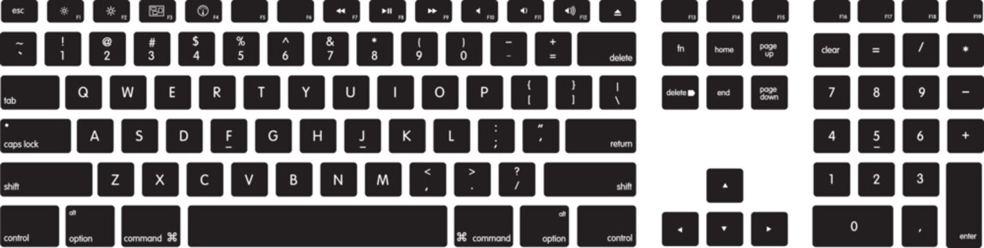 Vector Keyboard Keys Stickers. Computer Keyboard Buttons, Keys Template