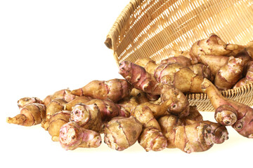 Jerusalem artichoke on a white background