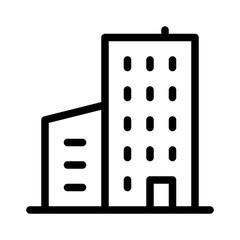 Buildings Isolated Silhouette Solid Line Icon with buildings, , building, dormitory Infographic Simple Vector Illustration