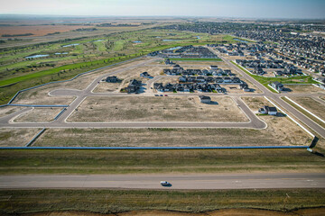 Aerial view of Warman in Central Saskatchewan, Canada