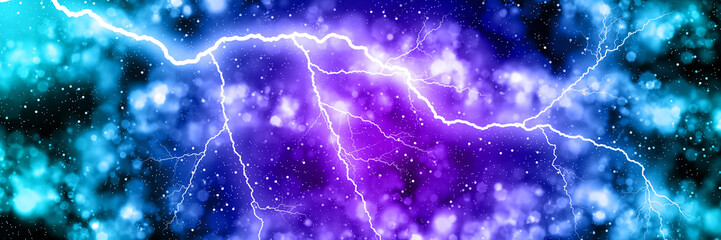 Space thunderstorm fantastic style banner design template
