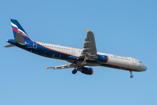 SAINT PETERSBURG, RUSSIA - MAY 29, 2021: Airbus A321 