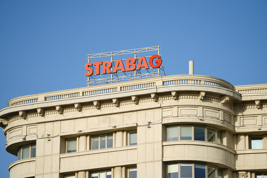 Strabag logo in Bucharest, Romania. photo taken in January 2023.