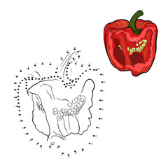 Educational game for kids. Dot to dot game for children. Cartoon pepper. Numbers game, education dot to dot game and coloring book for children. Kids education. Pepper