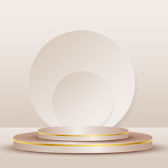 Background vector 3d pink and gold round podium and product pink 
and gold round cylinder scene, Product 2 circle display background 3d podium platform pink pastel. 