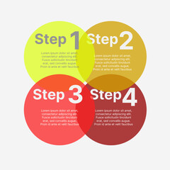 Vector design of colorful infographic with four circle diagram or percentage of data in the infographic. White background infographic.