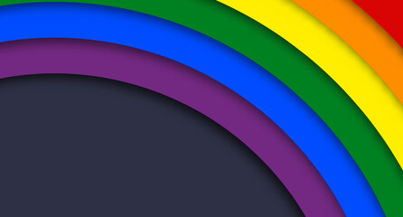 Pride papercut colors LGBTQ Background with LGBTQ Pride Flag Colours. LGBTQ Pride Month. Vector illustration.On deep blue background. Human rights or diversity concept