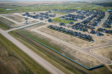 Aerial view of Warman in Central Saskatchewan, Canada