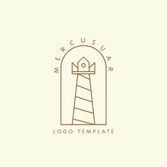 Minimalist lighthouse logo icon. Elegant minimalist line building design luxury. Isolated background