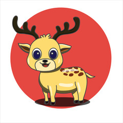 A cute deer art illustration design in vector