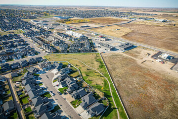 Aerial view of Warman in Central Saskatchewan, Canada