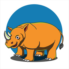 A cute rhinoceros art illustration design in vector