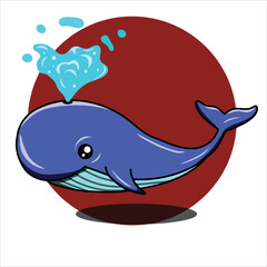 a cute blue whale art illustration design