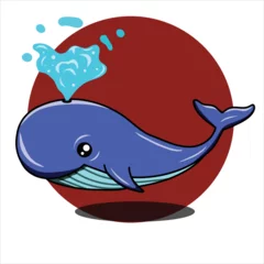 Foto op Plexiglas a cute blue whale art illustration design © kharis illustration