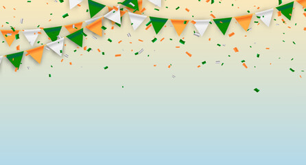Indian Independence Day Happy Independence day of India. Vector banner with Indian flag symbol and colors. Indian national holiday festive poster, banner, or greeting card design