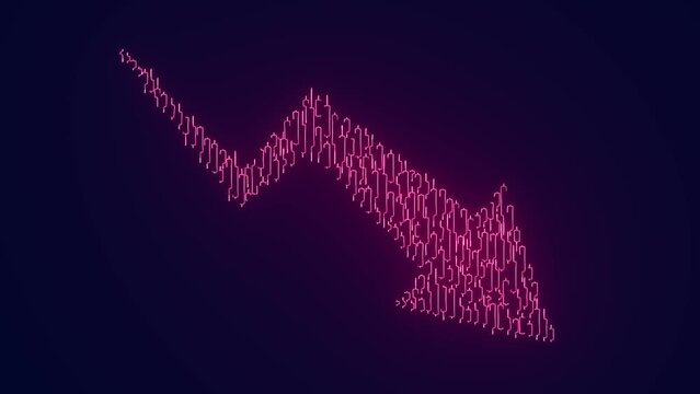 Investment fall economy crisis loss bearish arrow with candlestick animation