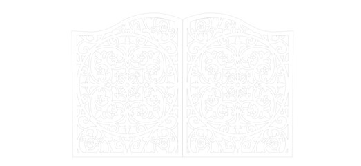 black and white Vector sketch of a classic iron fence gate for a stately building
