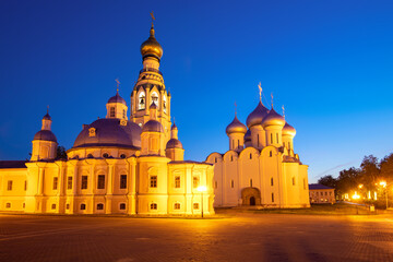 Fototapeta na wymiar August night on the Kremlin square. Vologda, Russia