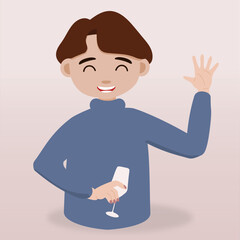 New Year bash. People celebrating party vector illustration. Cool vector flat character design on New Year or Birthday party with male or boy characters having fun and having a toast. 