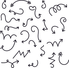 Hand drawn squiggly arrow set design graphics