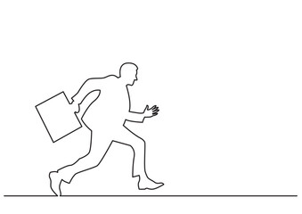continuous line drawing vector illustration with FULLY EDITABLE STROKE of businessman running fast 3
