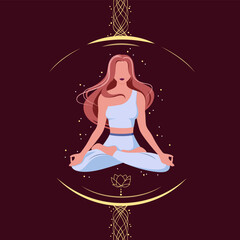 A beautiful woman in the lotus position. Yoga and meditation.
