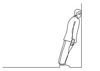 continuous line drawing vector illustration with FULLY EDITABLE STROKE of man stuck in dead end