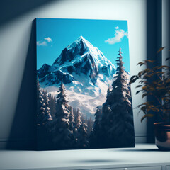 Nature's Splendor: A Realistic Landscape Poster of a Pine Forest and a Blue Sky