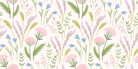 Floral seamless pattern. Vector design for paper, cover, fabric, interior decor and other - 563521754