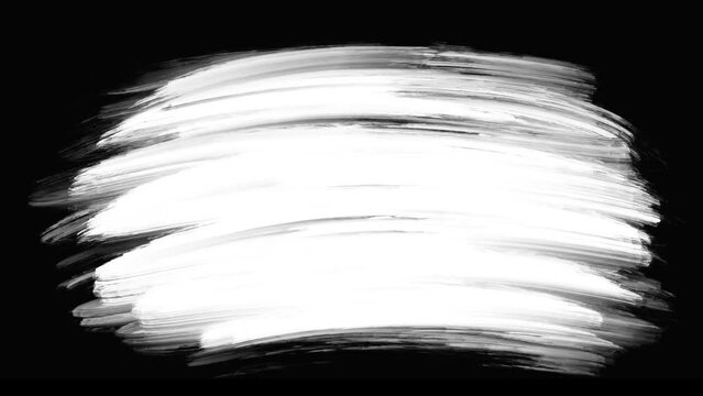 Abstract black screen hand-drawing emerging brush strokes on background with alpha channel mask. High quality 4k footage