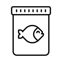 Fish-Food Isolated Silhouette Solid Line Icon with fish-food, fishing, hobby, outdoor-activity, recreation, fishing-jar Infographic Simple Vector Illustration