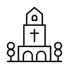 Church Isolated Silhouette Solid Line Icon with church, cathedral, christianity, religion, religious, worship Infographic Simple Vector Illustration